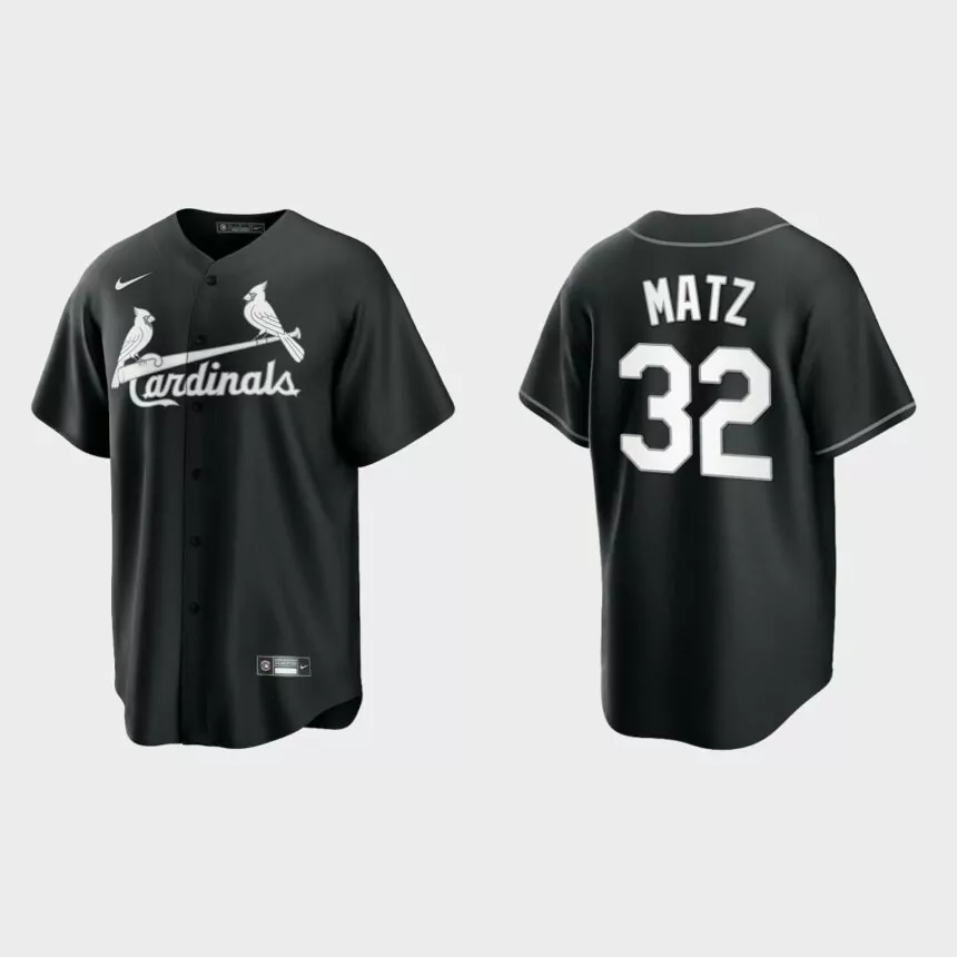 St. Louis Cardinals Steven Matz Replica Official Jersey – Black White