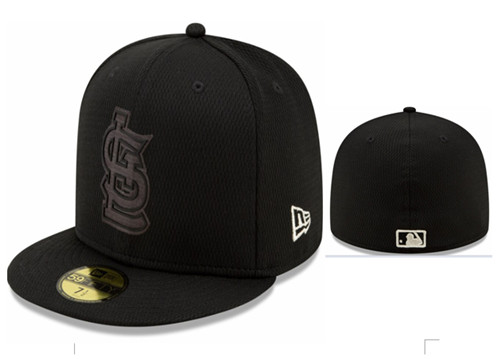 St. Louis Cardinals Team Logo Black Fitted Hat LX