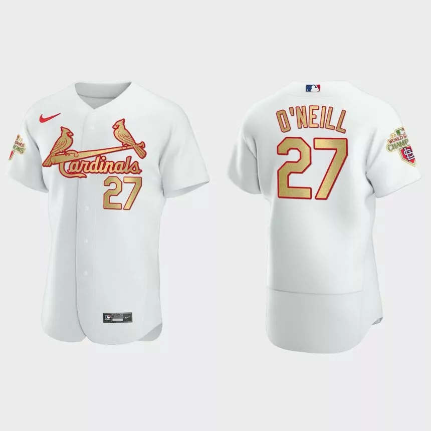 St. Louis Cardinals Tyler O’Neill White Gold 2011 World Series Champions Jersey