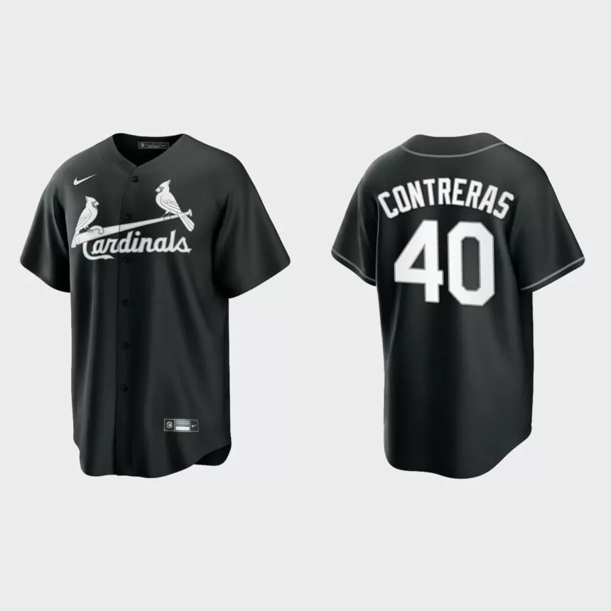 St. Louis Cardinals Willson Contreras Replica Official Jersey – Black White