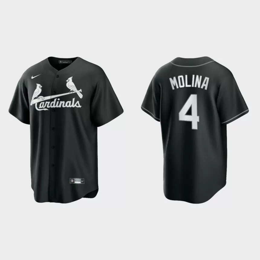 St. Louis Cardinals Yadier Molina 2021 All Black Fashion Replica Jersey – Black White