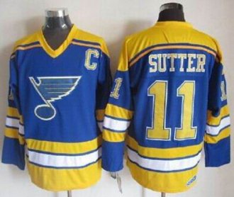 St Louis Blues #11 Brian Sutter Light Blue Yellow CCM Throwback Stitched NHL Jersey