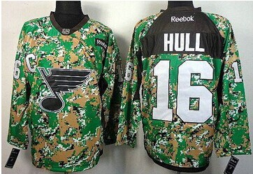 St.Louis Blues #16 Brett Hull Camo Veterans Day Practice NHL Jersey