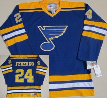 St.Louis Blues #24 Bernie Federko Blue Throwback CCM Jersey Stitched