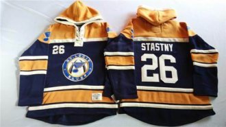 St.Louis Blues #26 Paul Stastny Navy Blue Gold Sawyer Hooded Sweatshirt Stitched NHL Jersey