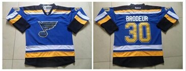 St.Louis Blues #30 Martin Brodeur Light Blue Home Stitched NHL Jersey