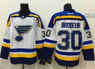 St Louis Blues #30 Martin Brodeur White Stitched NHL Jersey