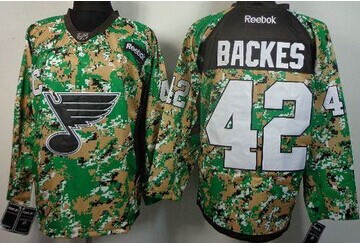 St.Louis Blues #42 David Backes Camo Veterans Day Practice NHL Jersey