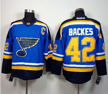 St.Louis Blues #42 David Backes Light Blue Home Stitched NHL Jersey