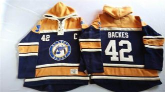 St.Louis Blues #42 David Backes Navy Blue Gold Sawyer Hooded Sweatshirt Stitched NHL Jersey