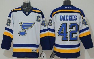 St.Louis Blues #42 David Backes White New Road Stitched NHL Jersey