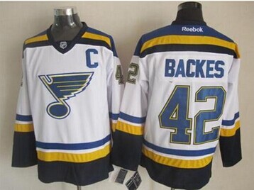St.Louis Blues #42 David Backes White New Road Stitched NHL Jersey