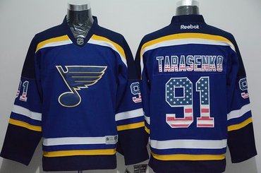 St.Louis Blues #91 Vladimir Tarasenko Light Blue USA Flag Fashion Stitched NHL Jersey