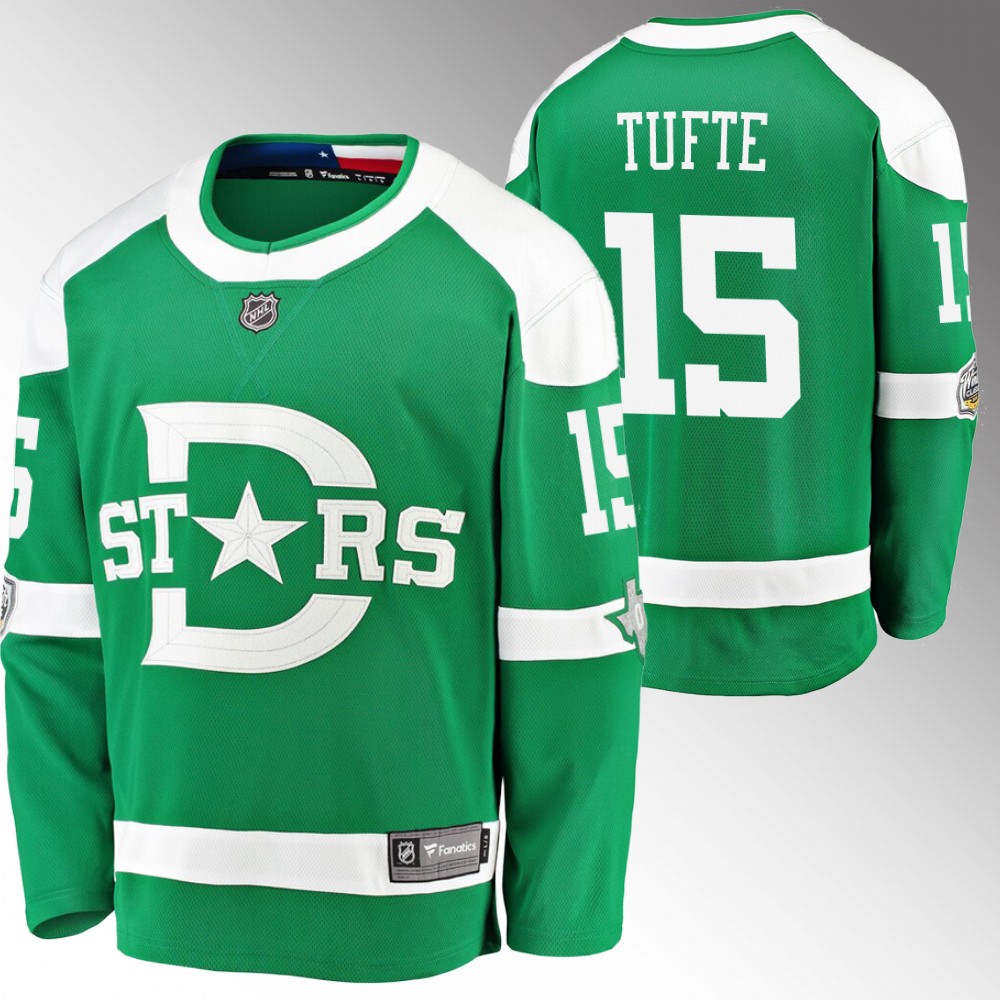 Stars #15 Riley Tufte Green Winter Classic Jersey