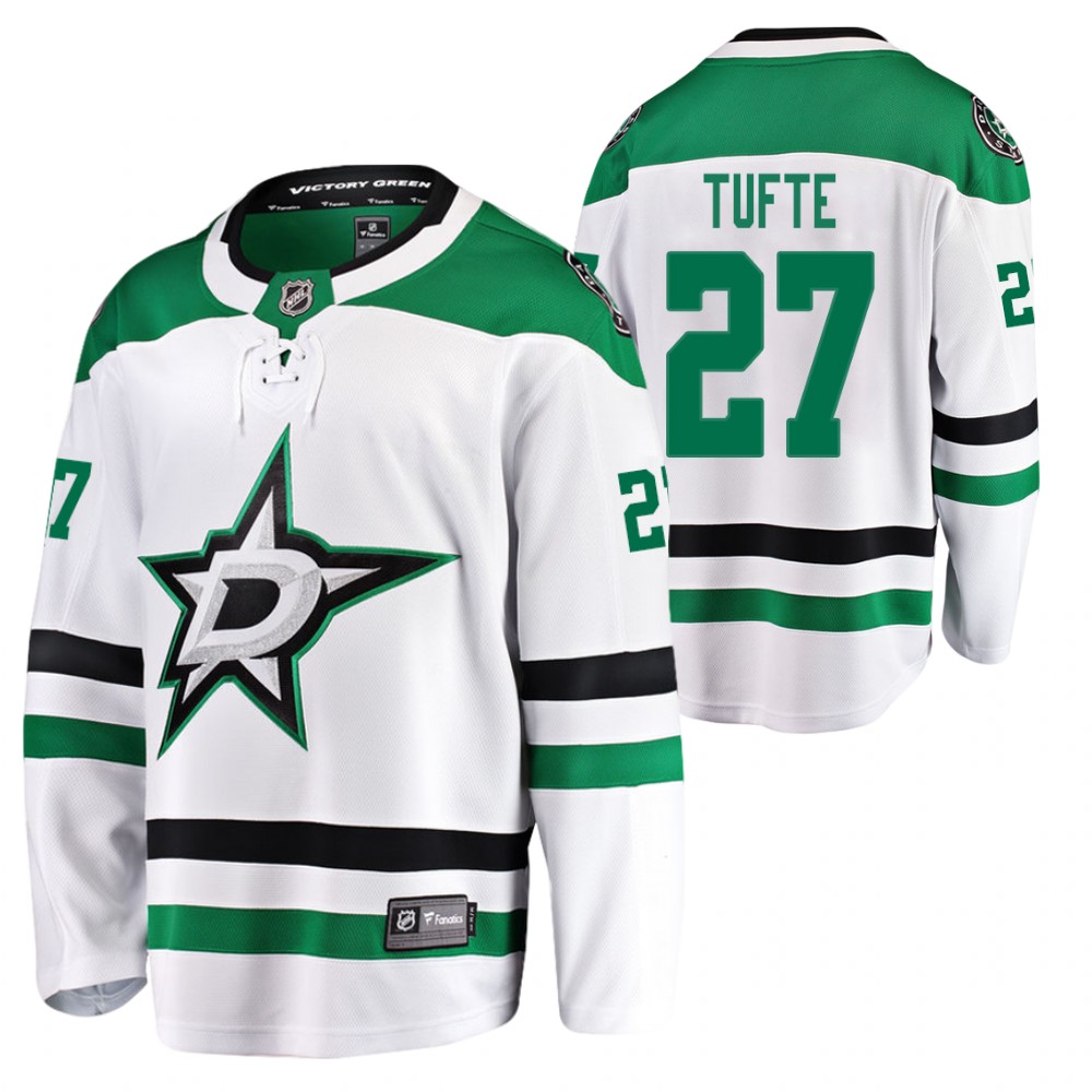 Stars #27 Riley Tufte White 2021-22 Away Jersey