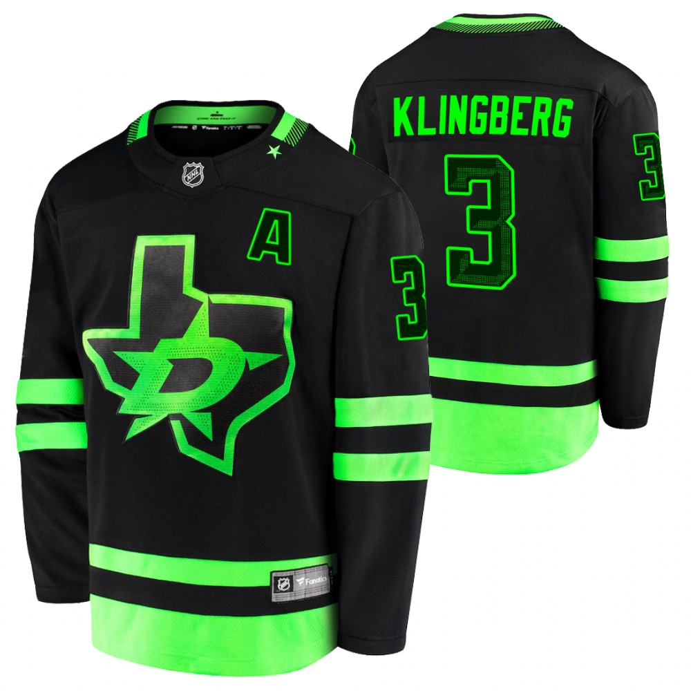 Stars #3 John Klingberg Black 2020-21 Alternate Jersey
