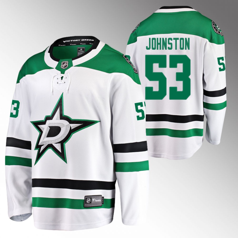 Stars #53 Wyatt Johnston White Away Jersey
