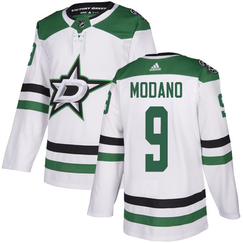 Stars #9 Mike Modano White Road Authentic Stitched Hockey Jersey