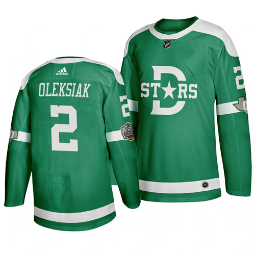 Stars 2 Jamie Oleksiak Green 2020 Winter Classic Adidas Jersey