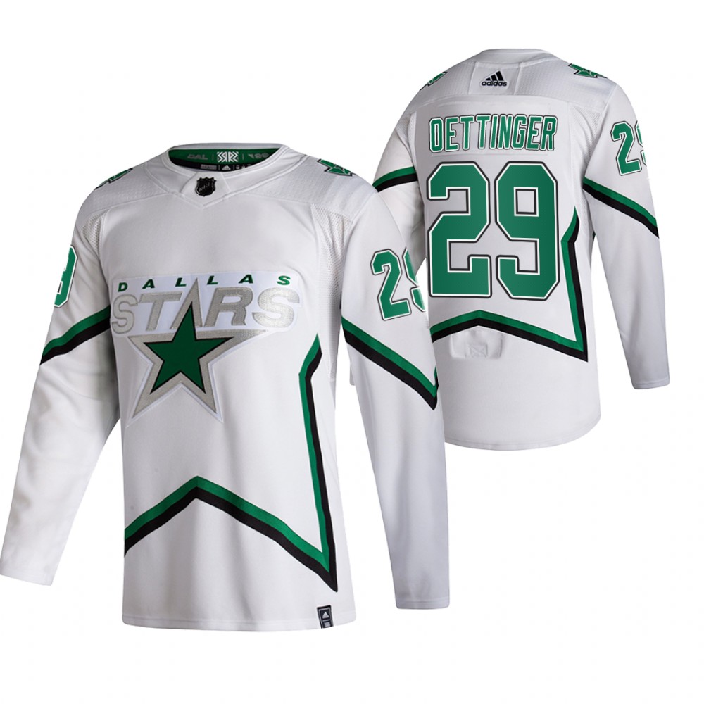 Stars 2021 Reverse Retro #29 Jake Oettinger White Jersey Special Edition Authentic