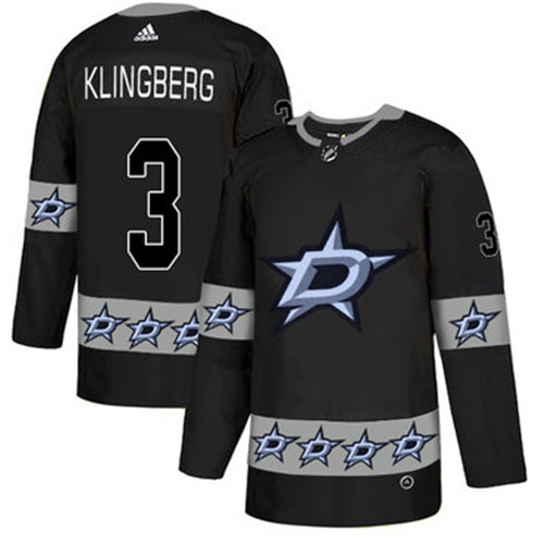 Stars 3 John Klingberg Black Team Logos Fashion Adidas Jersey