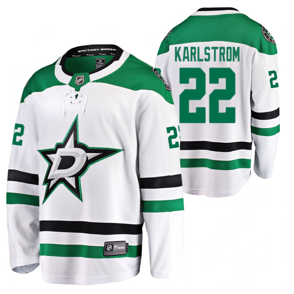 Stars Fredrik Karlstrom Jersey Away White Breakaway Player Men's