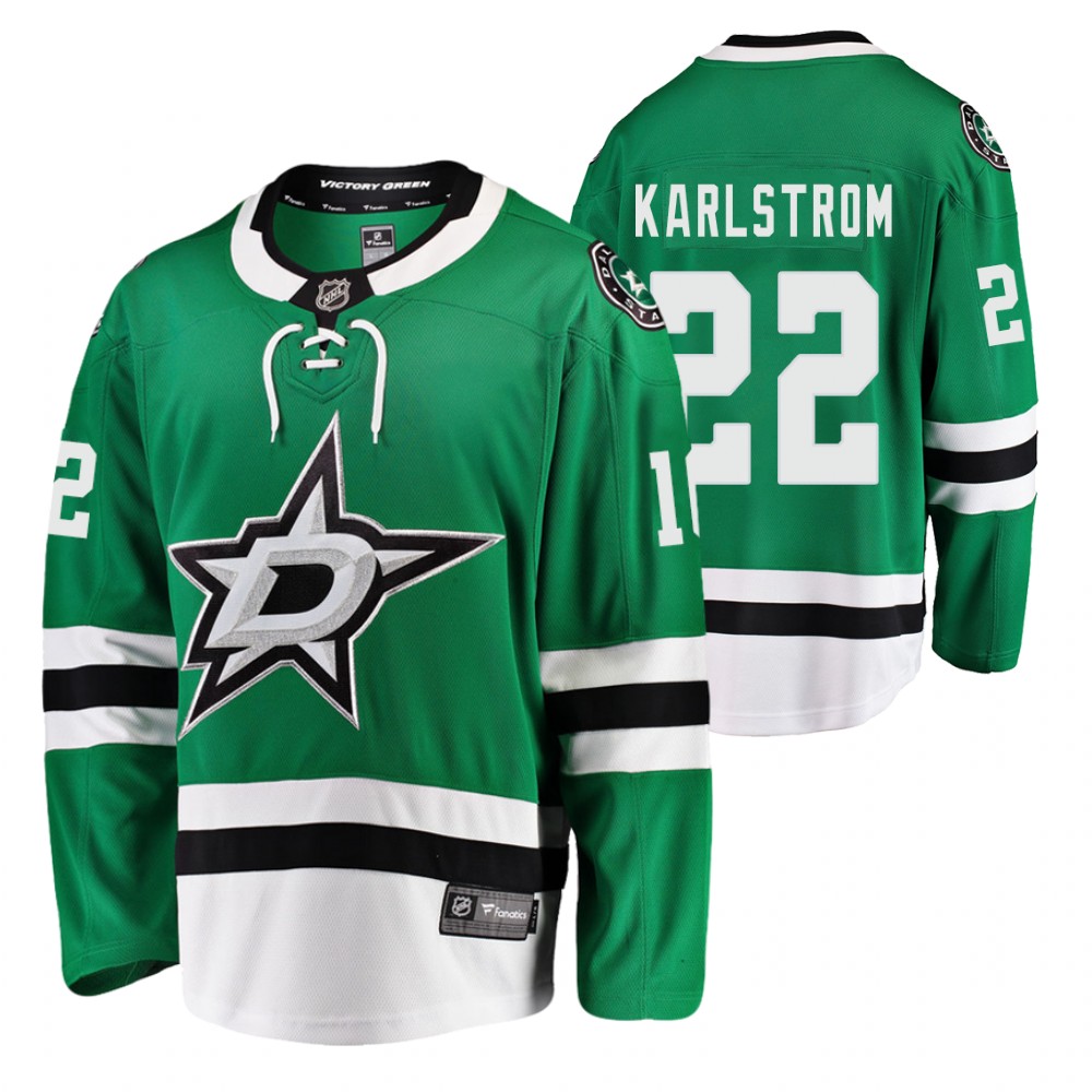 Stars Fredrik Karlstrom Jersey Home Kelly Green Breakaway Player Men's