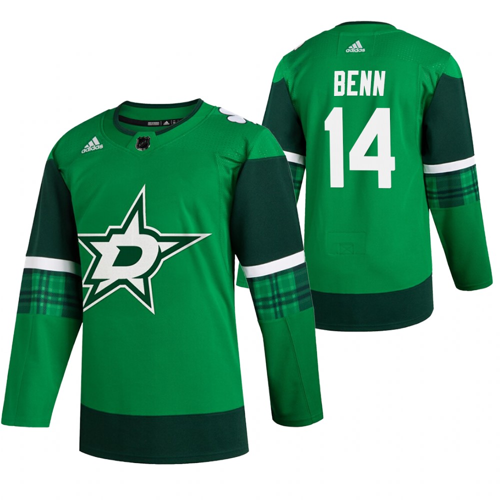 Stars Jamie Benn 2020 St. Patrick's Day Green #14 Jersey Authentic Player