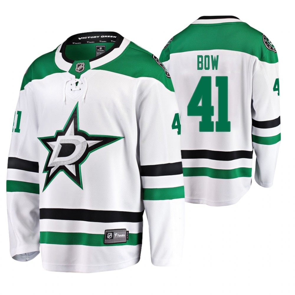 Stars Landon Bow White Breakaway Player Away Jersey
