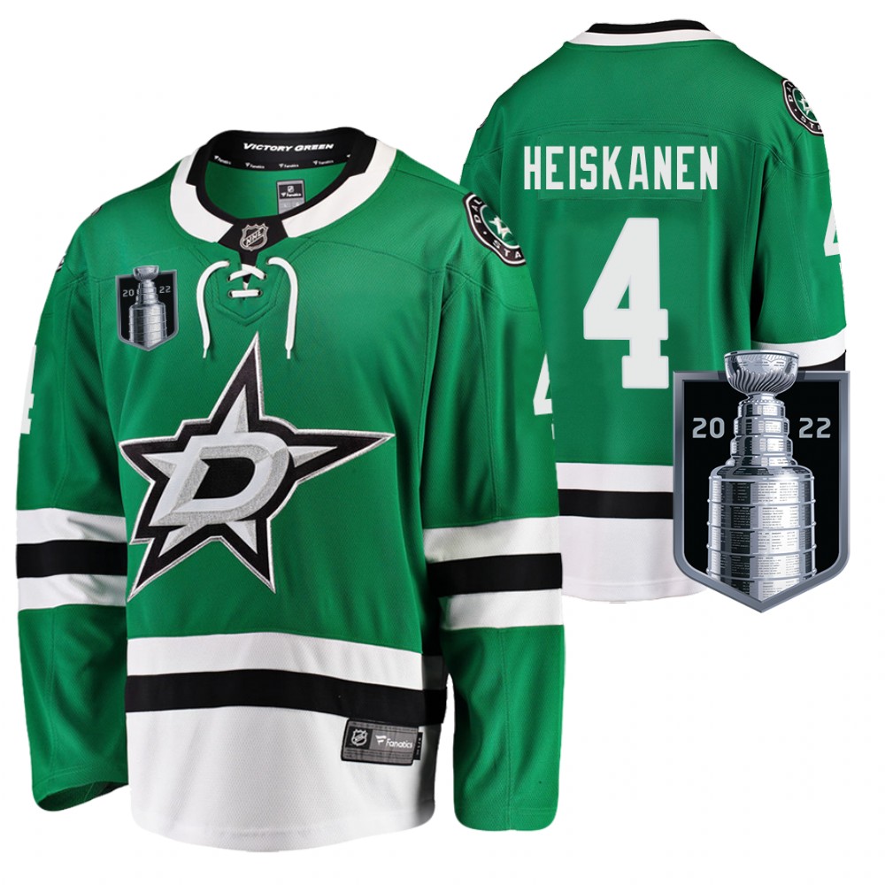 Stars Miro Heiskanen 2022 Stanley Cup Playoffs Green Jersey Home