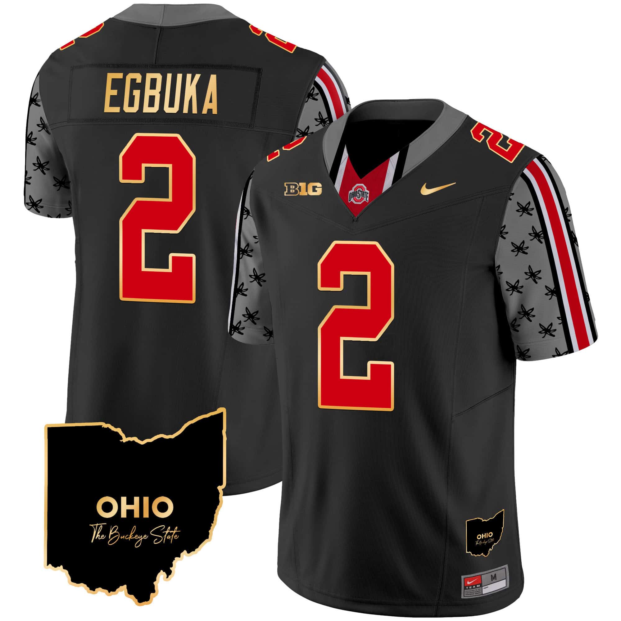 State Buckeyes 2024 Home Patch Gold Trim Vapor Limited Football Jersey – All Stitched Black #2 Emeka Egbuka
