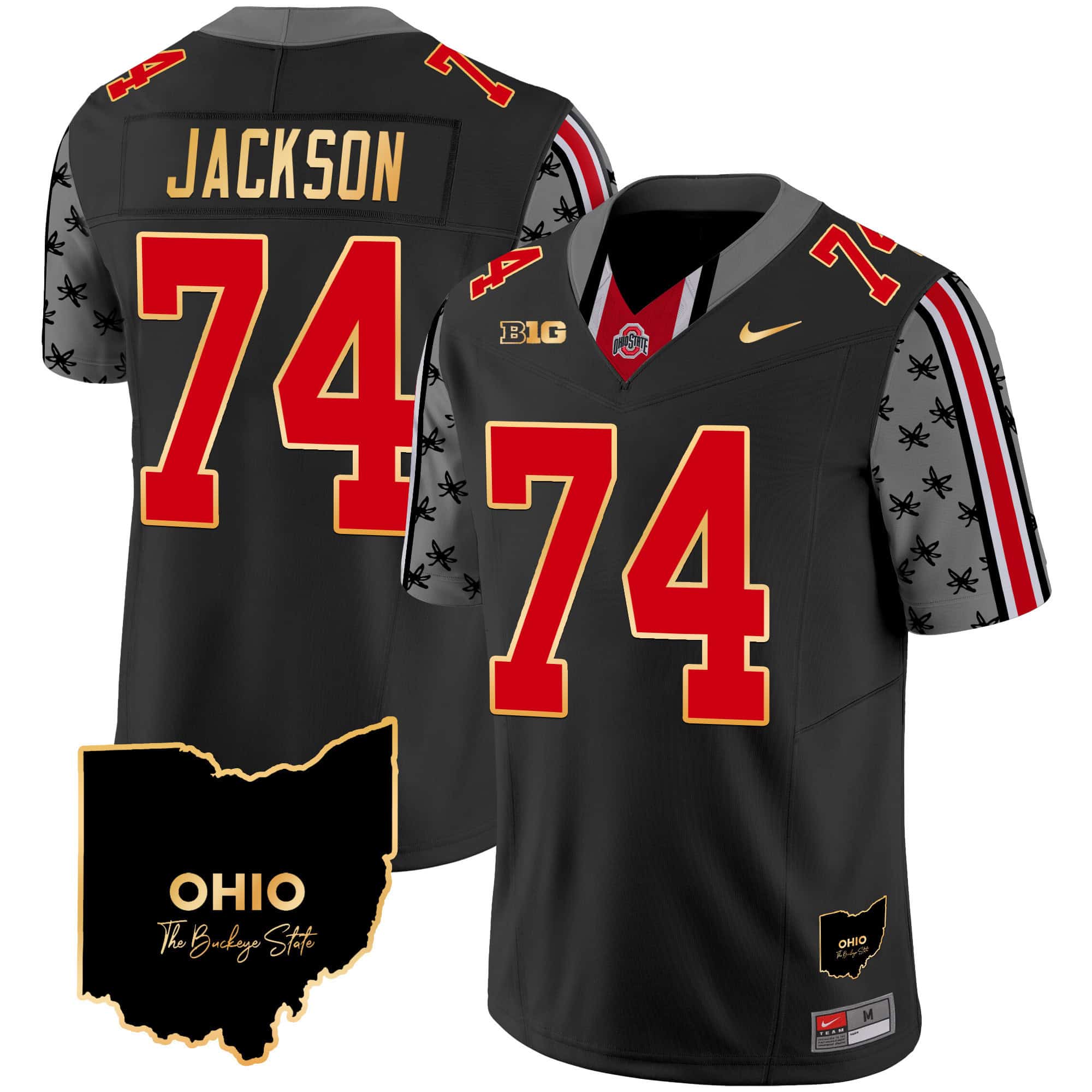State Buckeyes 2024 Home Patch Gold Trim Vapor Limited Football Jersey – All Stitched Black #74 Donovan Jackson