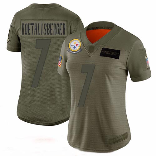 Steelers #7 Ben Roethlisberger Camo Women's Stitched Football Limited 2019 Salute to Service Jersey