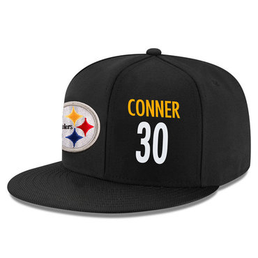 Steelers 30 James Conner Black Adjustable Hat