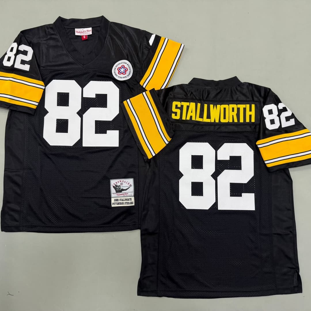 Steelers Jersey Stitched Pittsburgh Steelers Jersey Retro    #82 John  Stallworth Black Mitchell & Ness Jersey