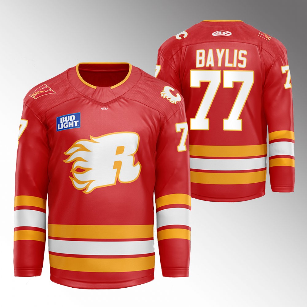Stephen Baylis Flames Flames X Rush X CGY Wranglers Jersey Red Warmup