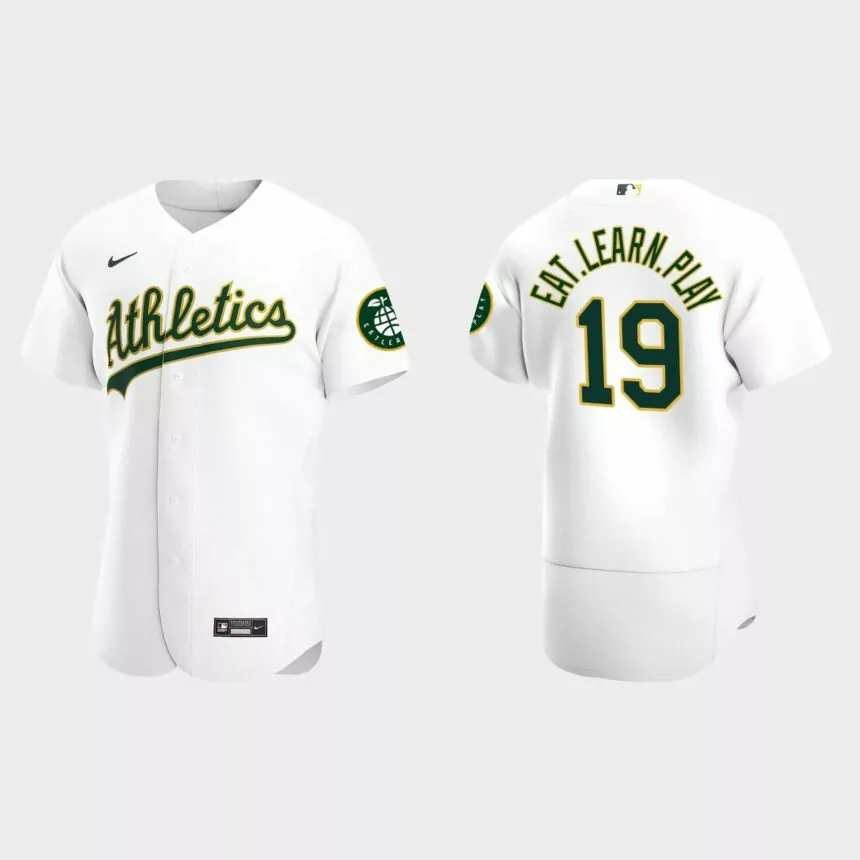Stephen Curry Oakland Athletics Eat Learn Play Authentic Jersey – White
