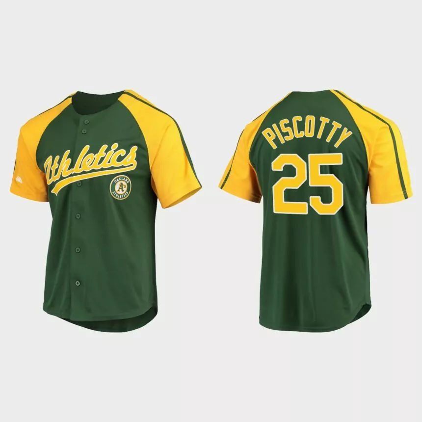 Stephen Piscotty Oakland Athletics Replica Button-Down Raglan Jersey – Green