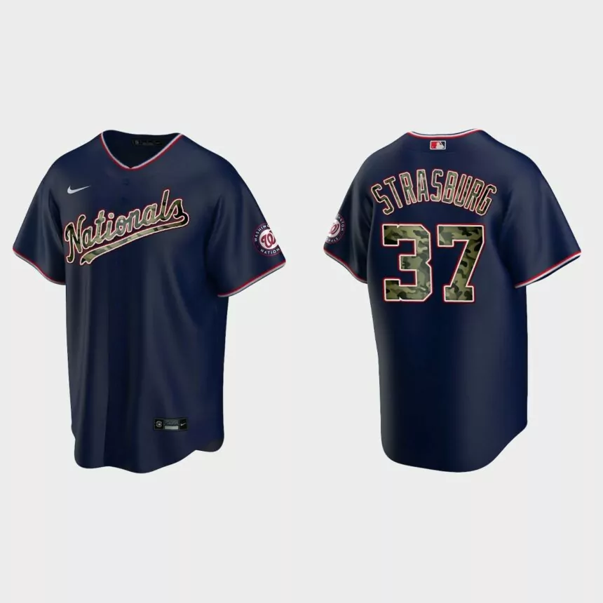 Stephen Strasburg #37 Washington Nationals 2021 Memorial Day Jersey – Navy