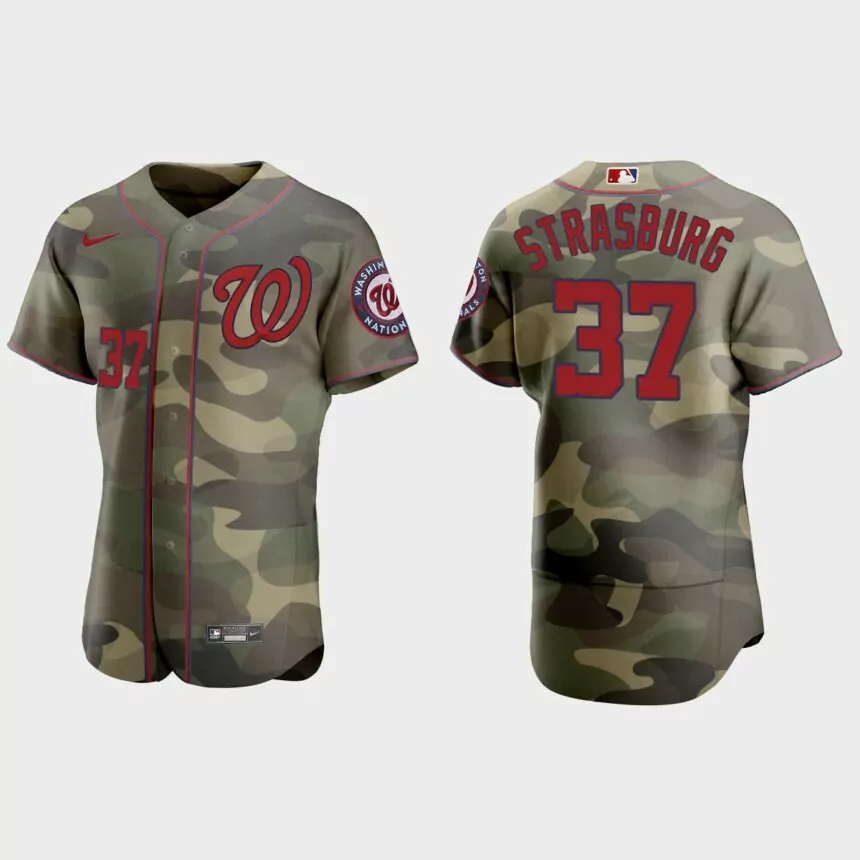 Stephen Strasburg Washington Nationals 2021 National Armed Forces Day Authentic Jersey – Camo