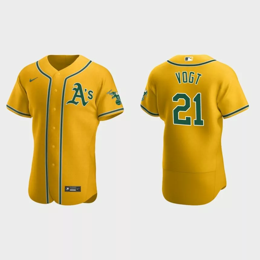 Stephen Vogt Oakland Athletics Authentic Home Jersey – Gold