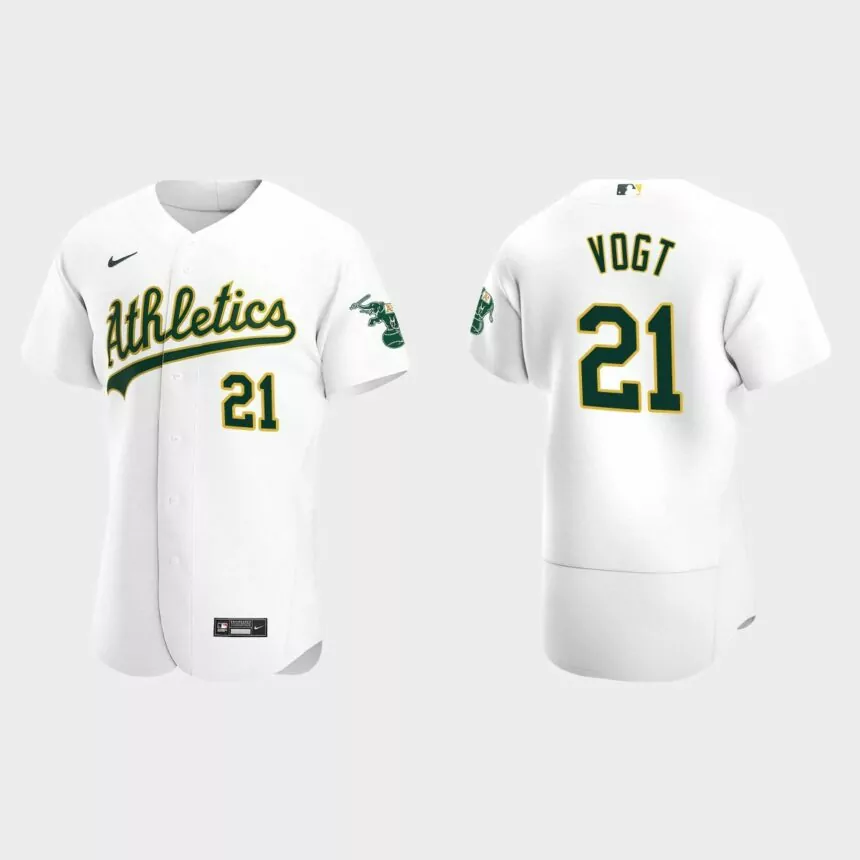 Stephen Vogt Oakland Athletics Authentic Home Jersey – White
