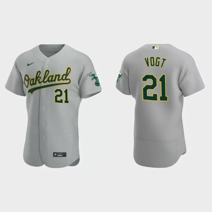 Stephen Vogt Oakland Athletics Authentic Road Jersey – Gray