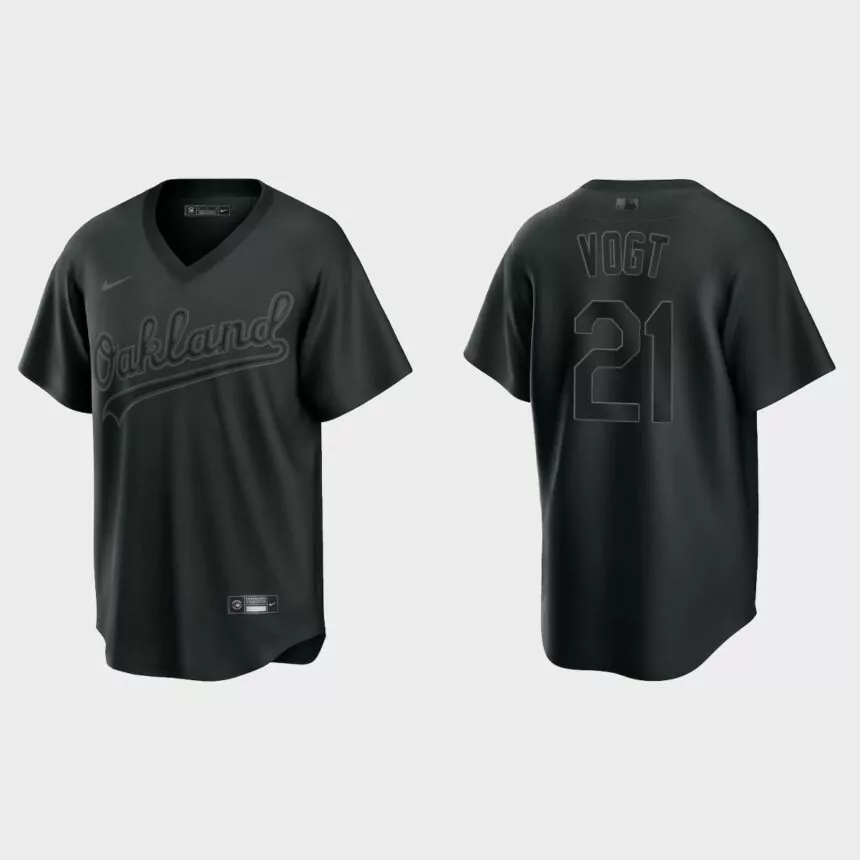 Stephen Vogt Oakland Athletics Pitch Black Fashion Replica Jersey – Black