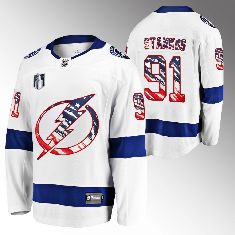 Steven Stamkos Lightning 4th of July Jersey White Stars Stripes Flag