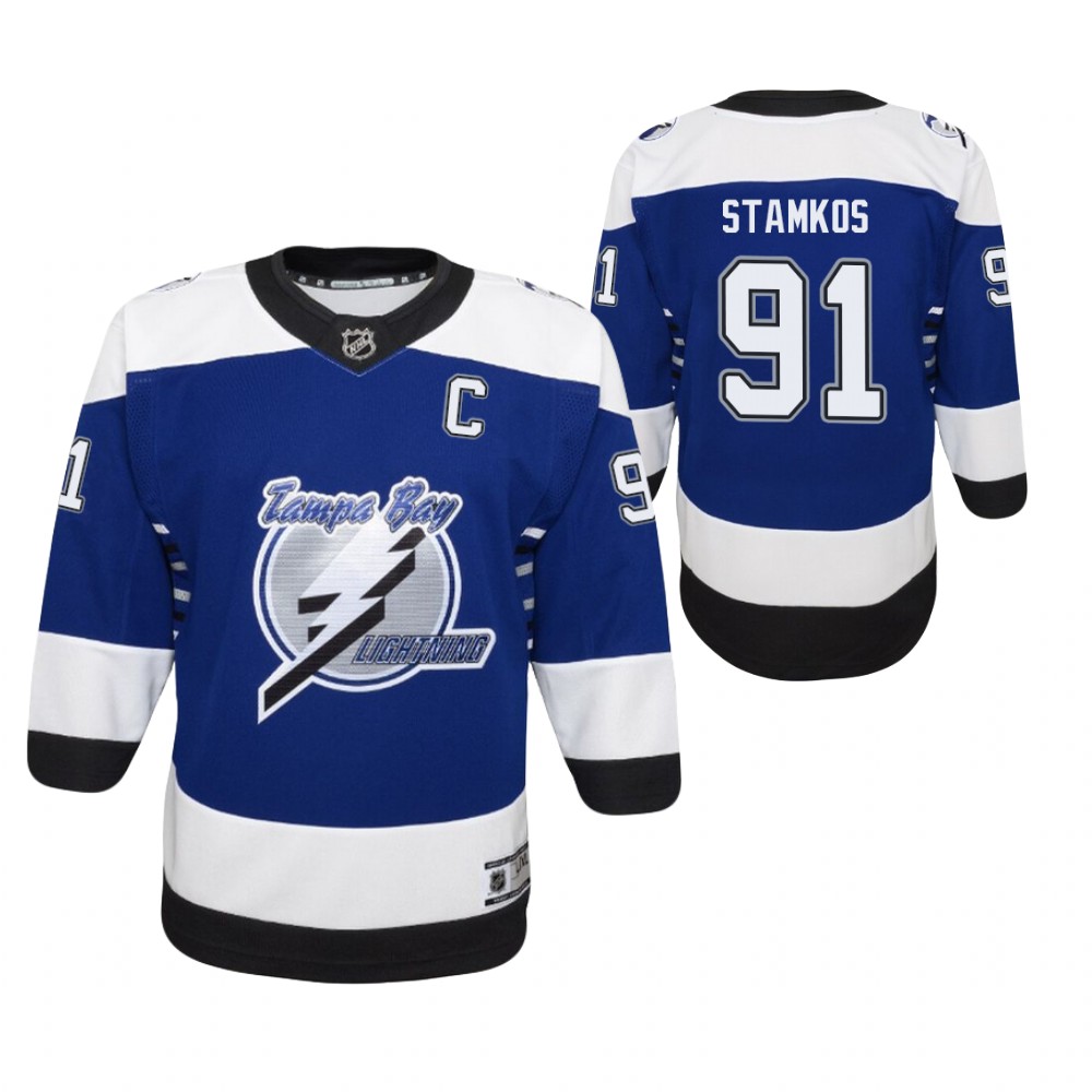 Steven Stamkos Tampa Bay Lightning 2021 Reverse Retro Blue Youth Jersey Replica