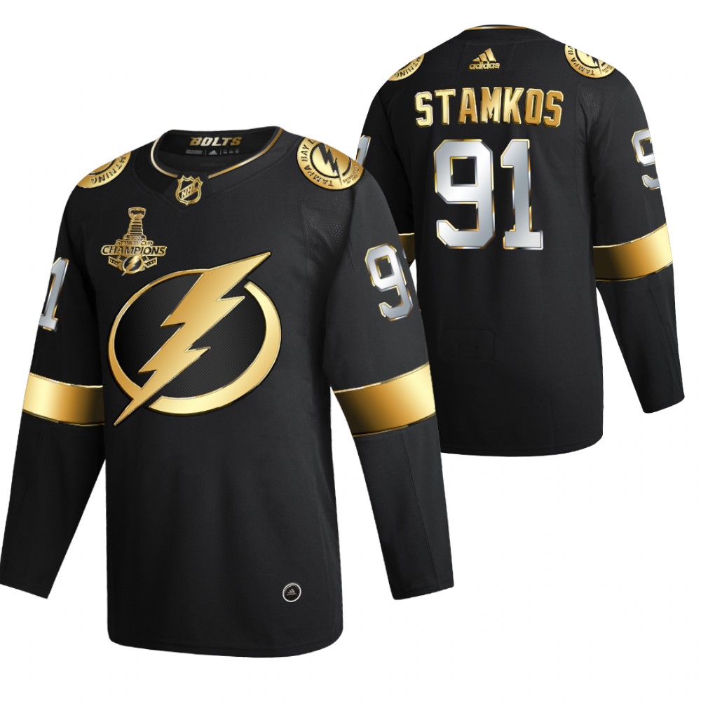 Steven Stamkos Tampa Bay Lightning Black 2020 Stanley Cup Champions Jersey Authentic Golden Limited