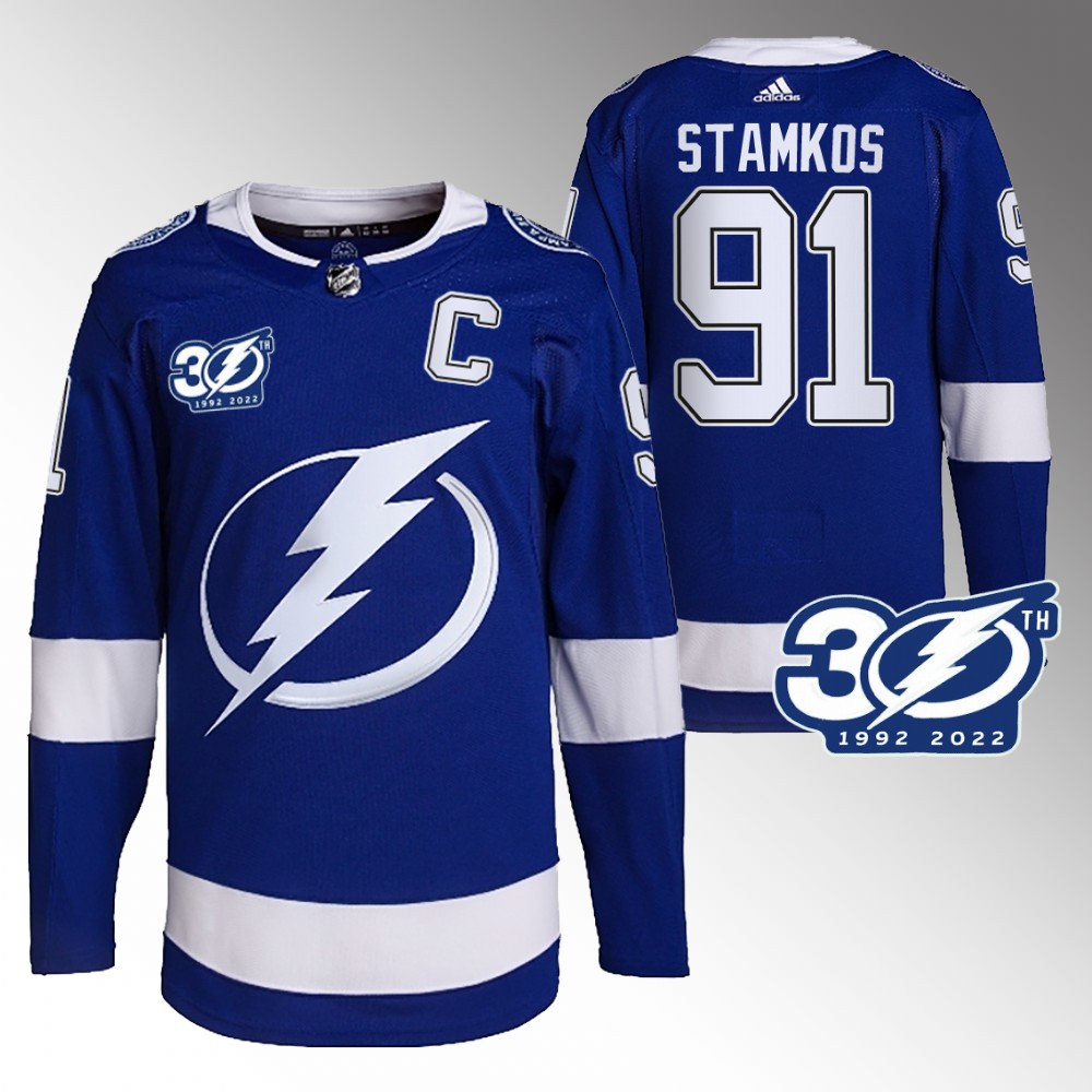Steven Stamkos Tampa Bay Lightning Blue 30th Season Authentic Home Jersey