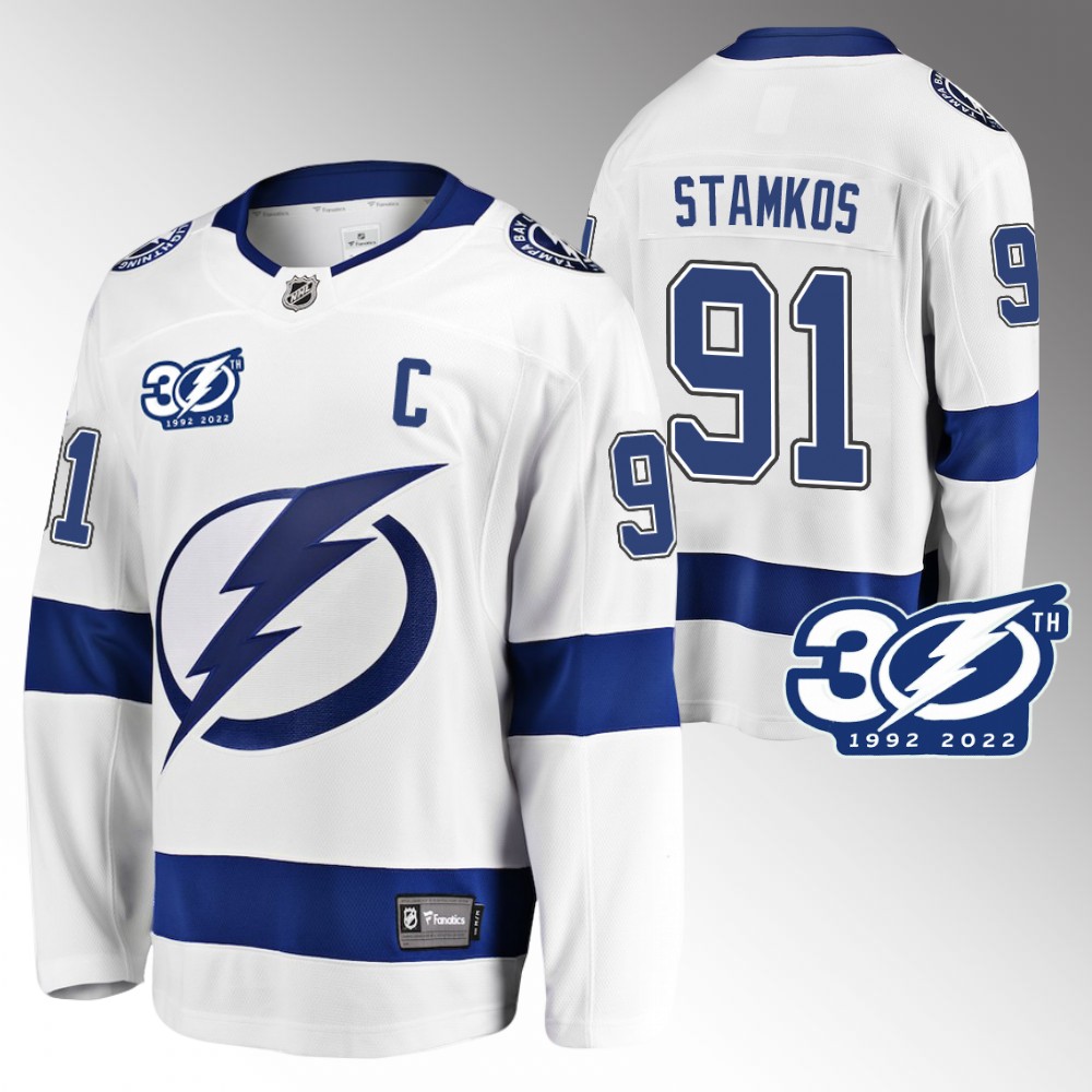 Steven Stamkos Tampa Bay Lightning Jersey 30th Anniversary White 1992-2022 Away