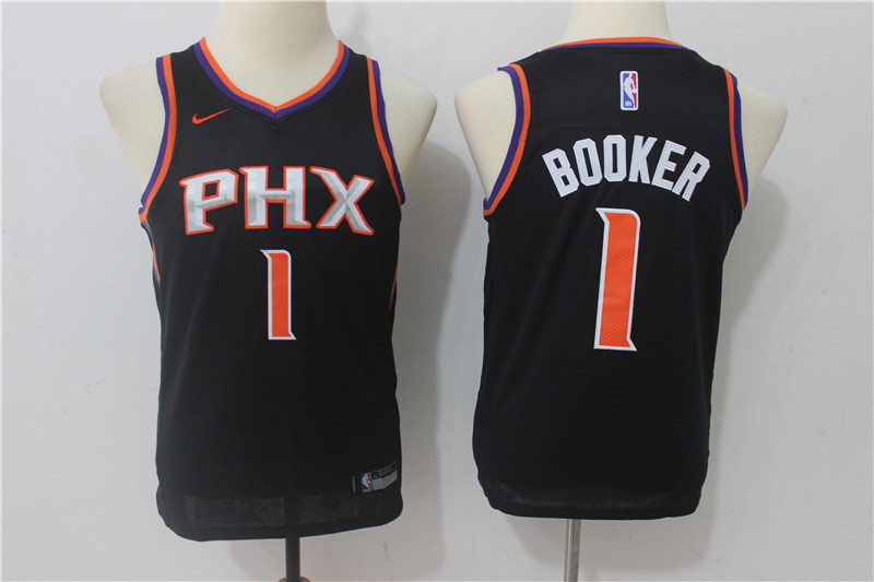 Suns 1 Devin Booker Black Youth Nike Swingman Jersey